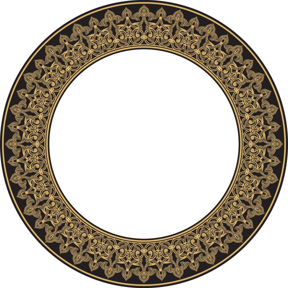 golden round oriental ornament. Arabic patterned circle of Iran, Iraq, Turkey, Syria. Persian frame, vector