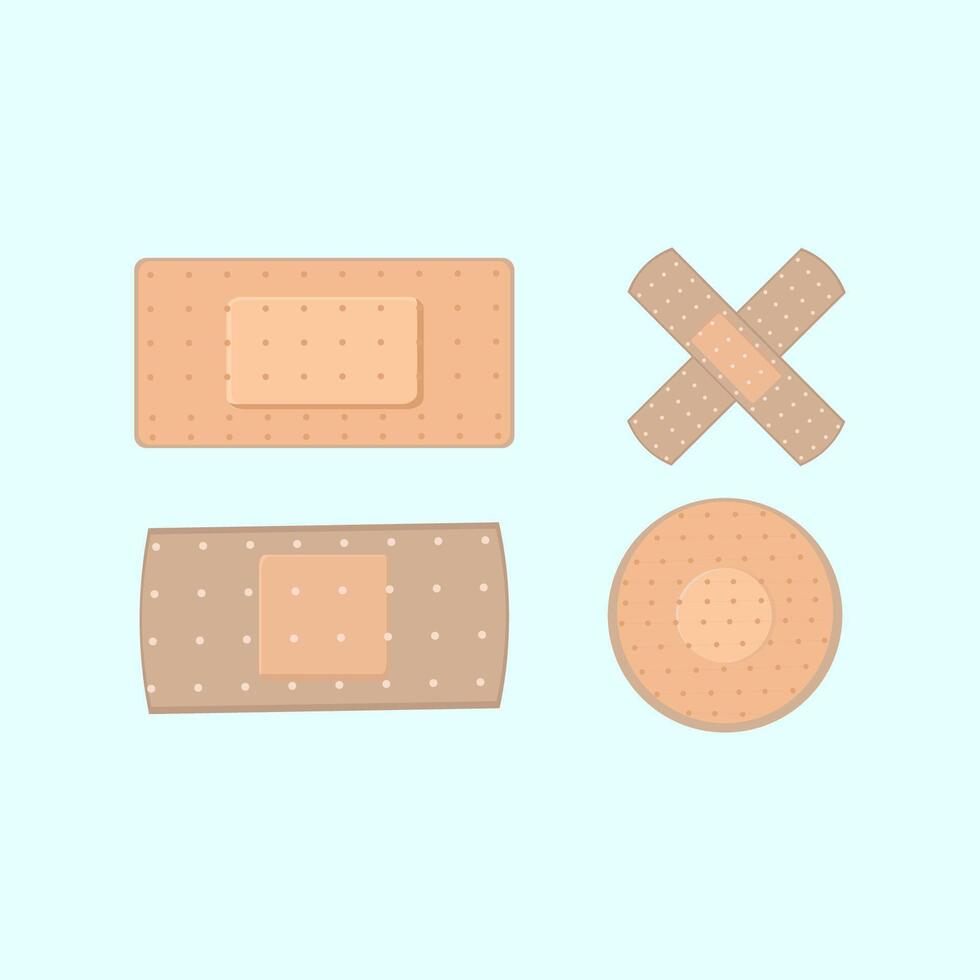 Set of four adhesive patches of different shapes vector