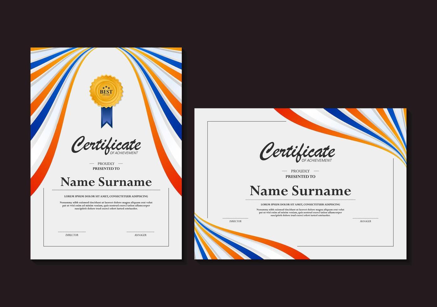 colorful modern abstract award certificate design template vector