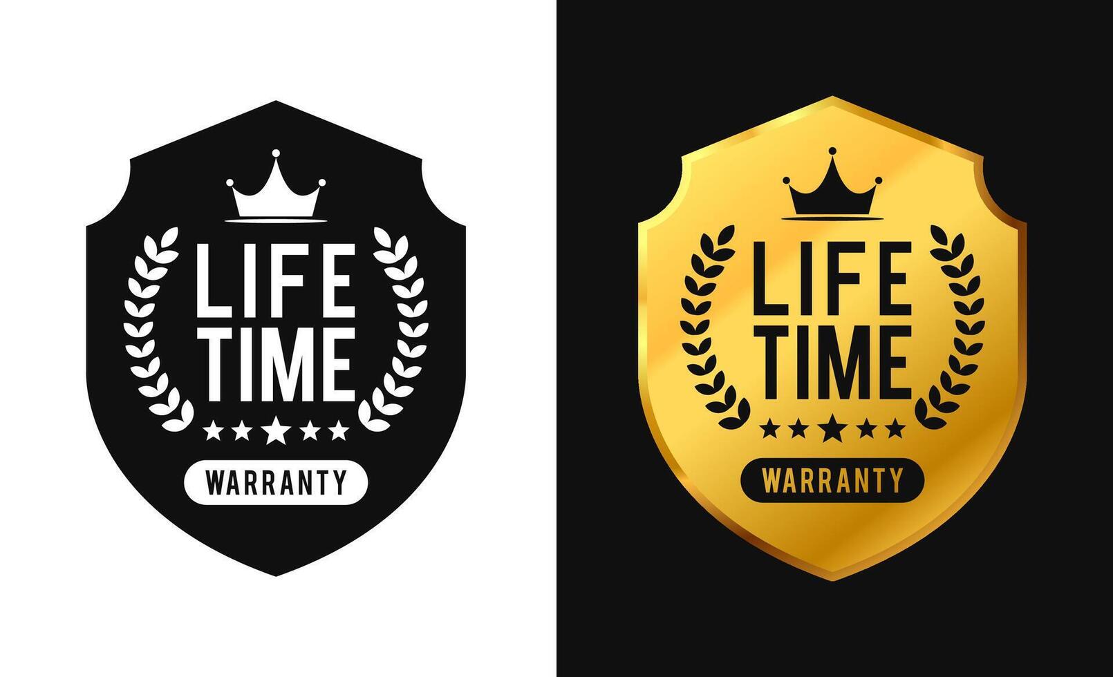 Lifetime warranty label design shield shape. isolated in flat style. For icon, logo, insigna, seal, tag, sign, seal, symbol, badge, stamp, sticker, emblem, banner vector