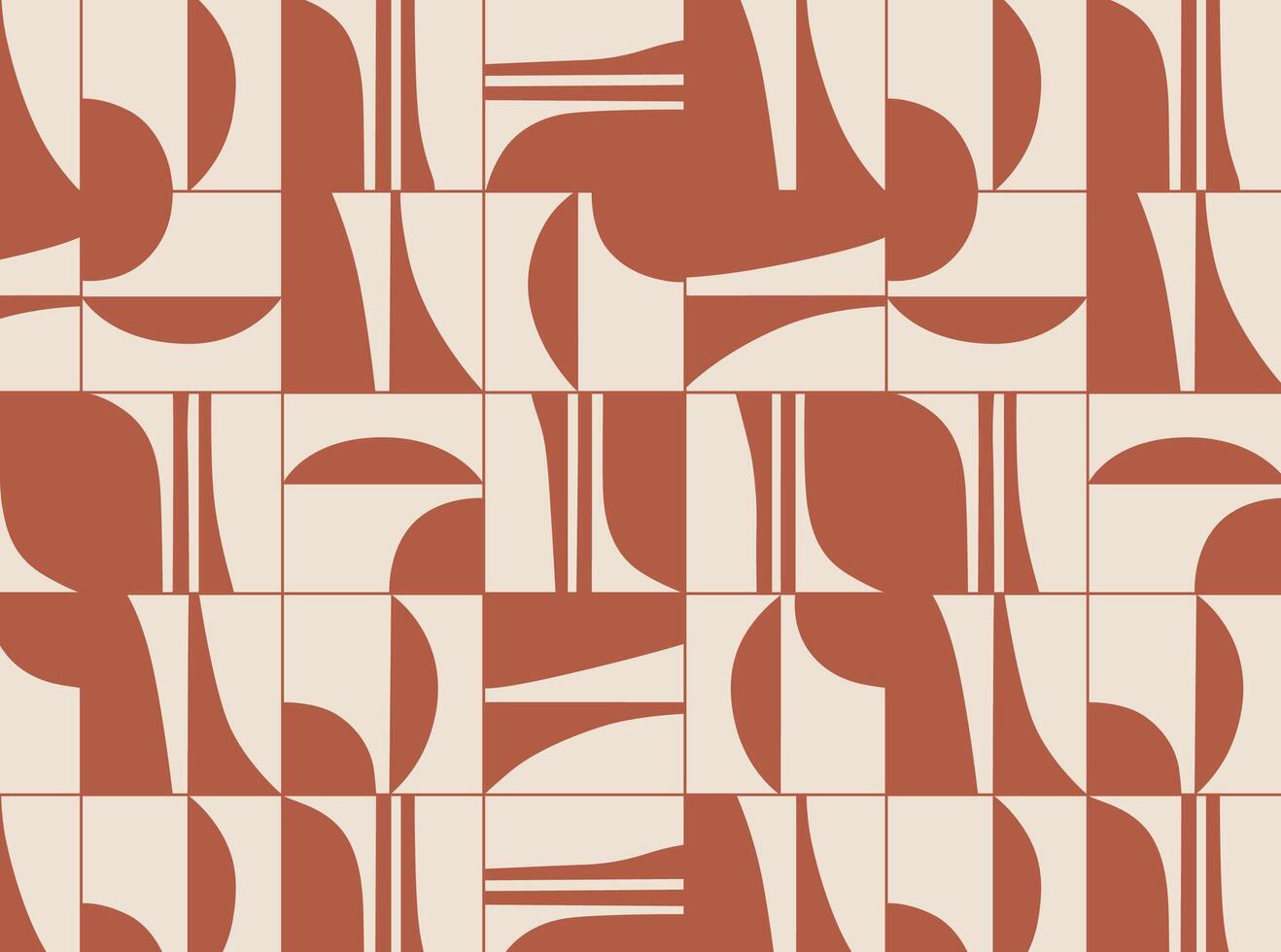 Linear smooth and square abstract pattern drawing with brown color on beige background vector