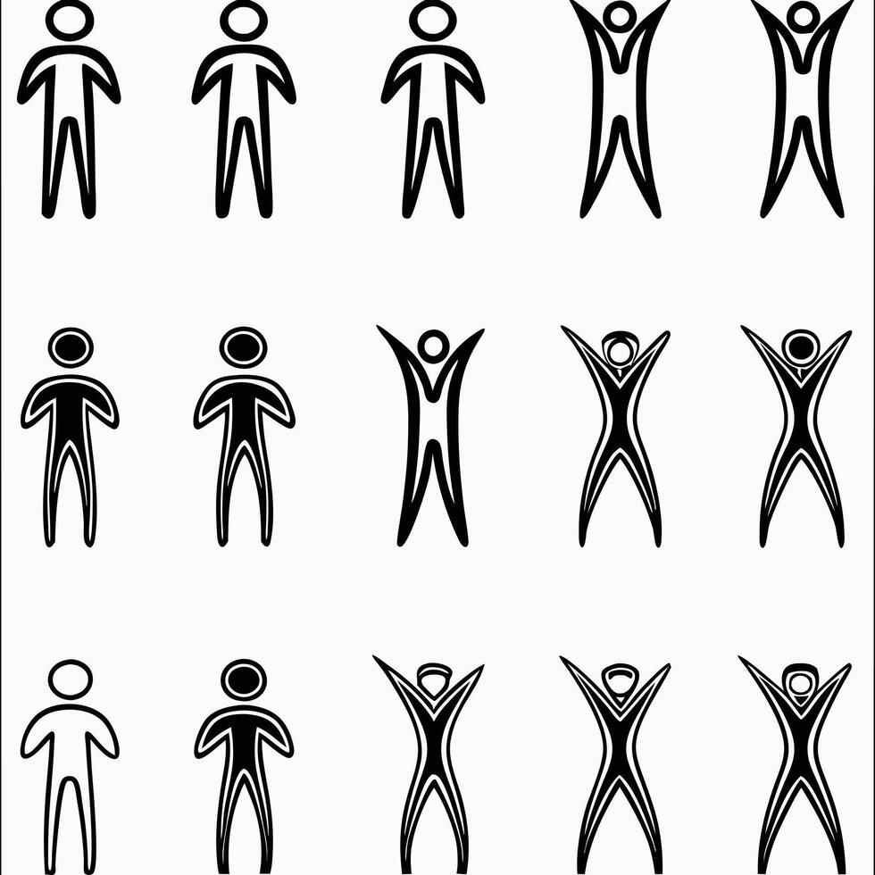 Abstract Human Figures Variations in Style and Pose vector