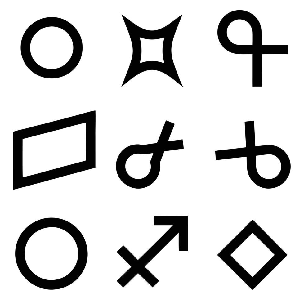 Geometric Shapes, Symbols, and Astrological Signs Collection vector