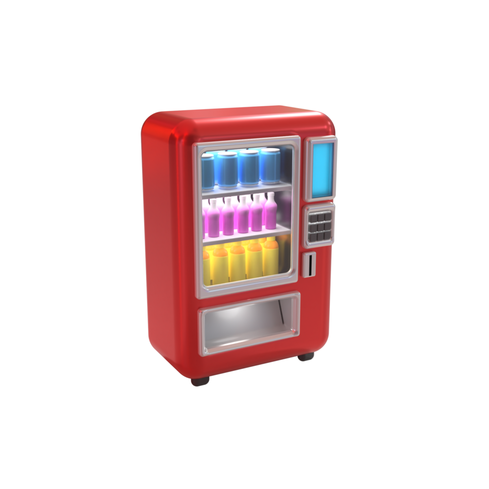 Red Color Beverage Vending Machine 3D Illustration png