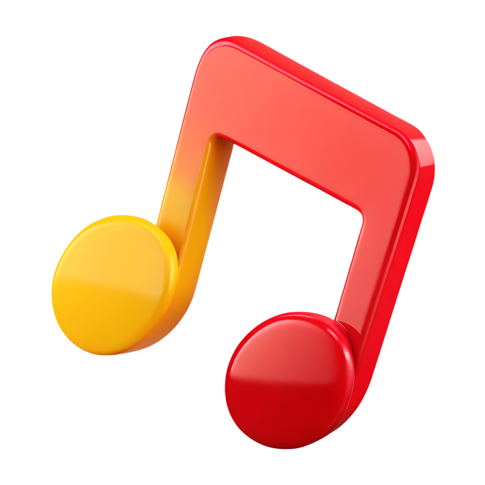Red Yellow Music Note 3D icon isolated on transparent background png