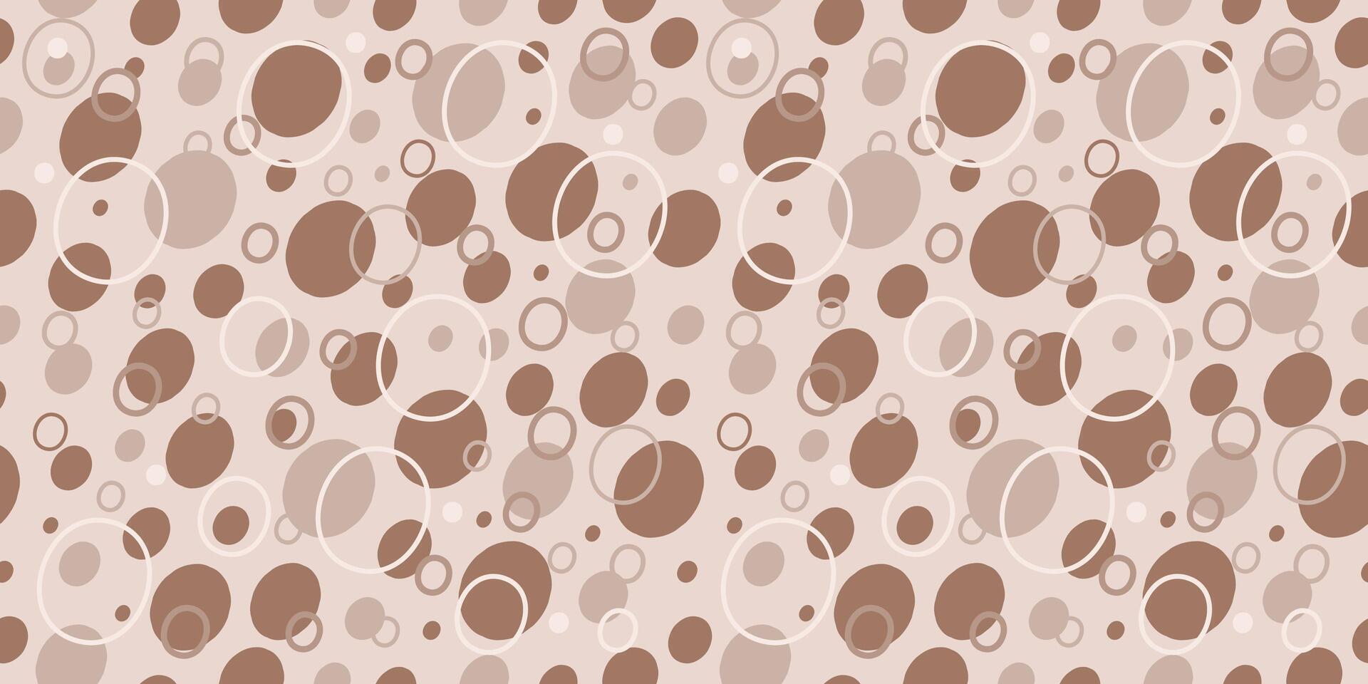 Abstract geometric seamless background. Shapes, circles, strokes, spots. Simple texture. Repeating graphic pattern for wallpaper, packaging, textile in colors of 2025, mocha mousse. vector