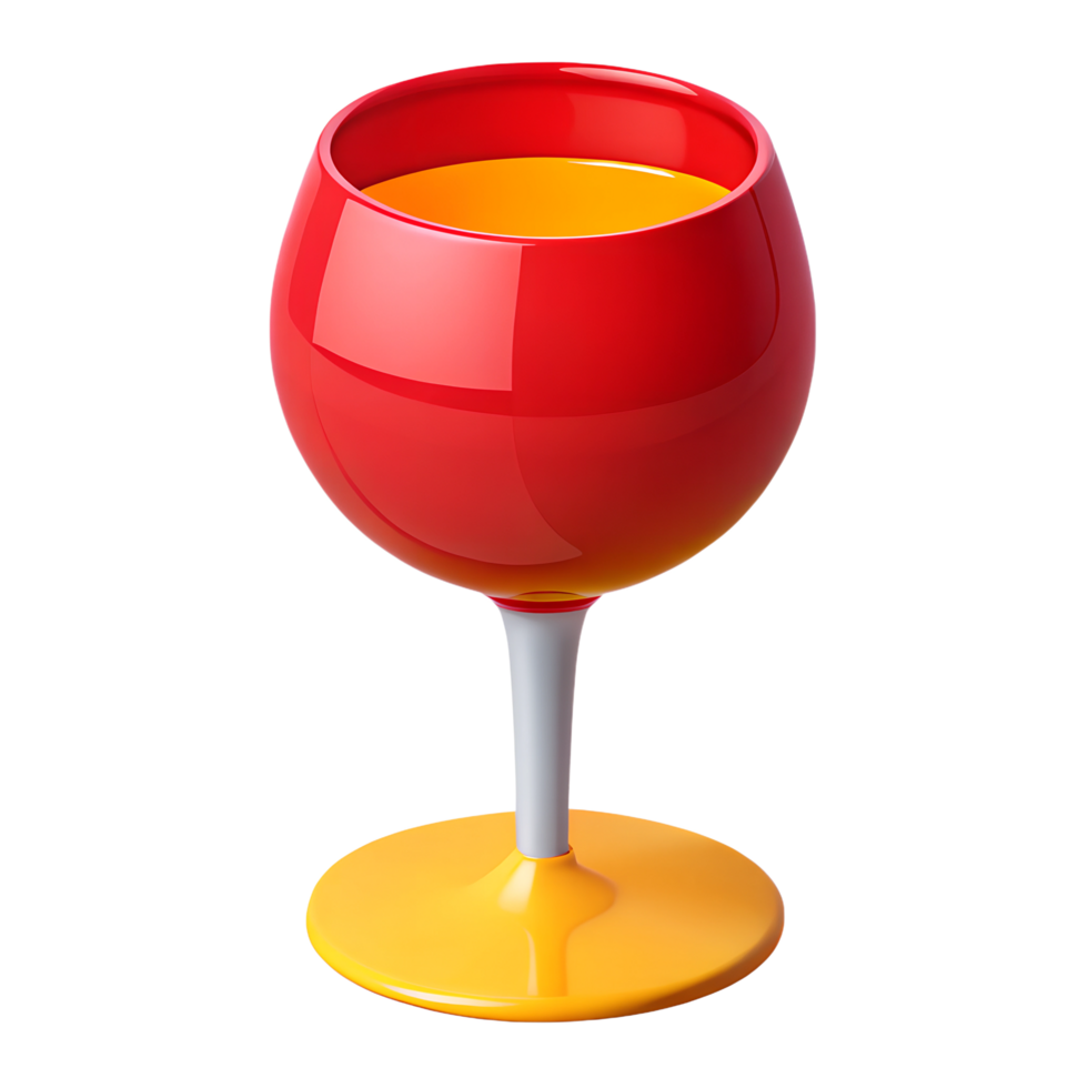 A red wine glass with a yellow rim png