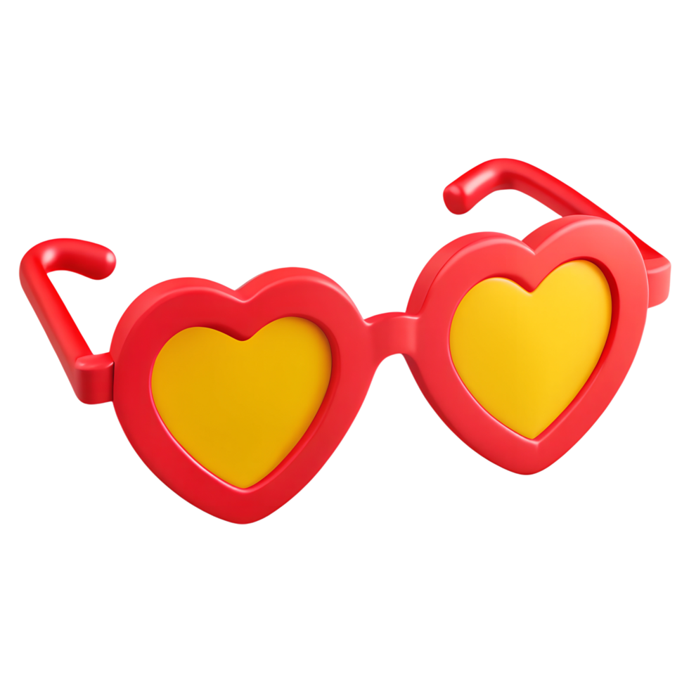A pair of red and yellow heart shaped sunglasses png