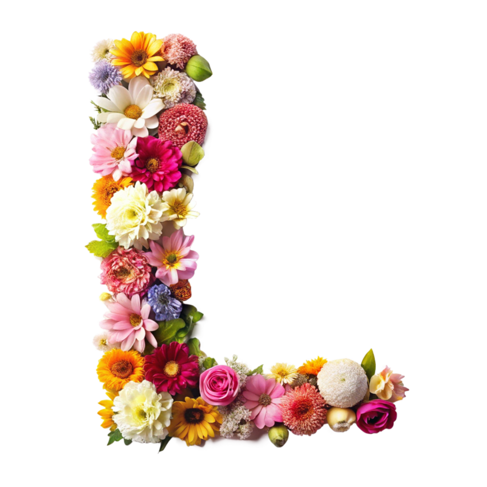 the latter L is made up of flowers is isolated on transparent background png
