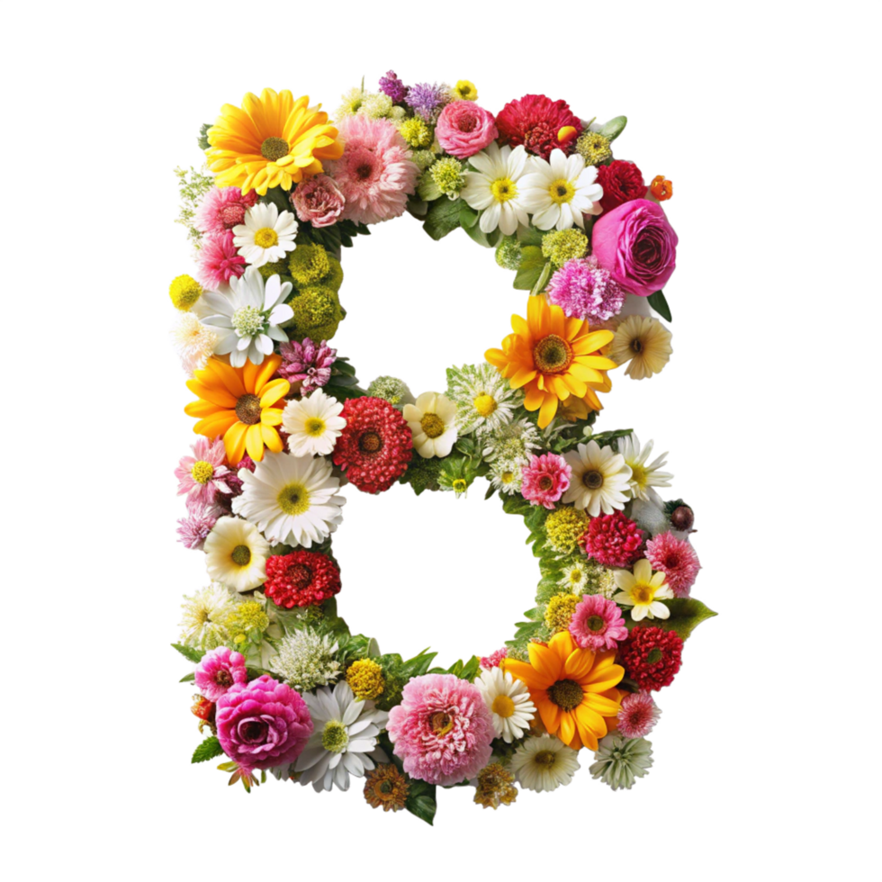 the latter B is made up of flowers is isolated on transparent background png