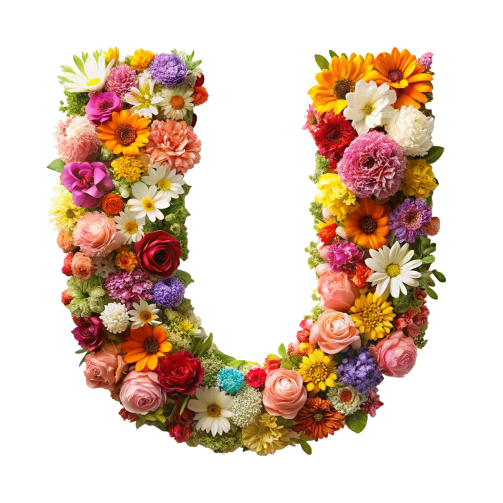 the latter U is made up of flowers is isolated on transparent background png