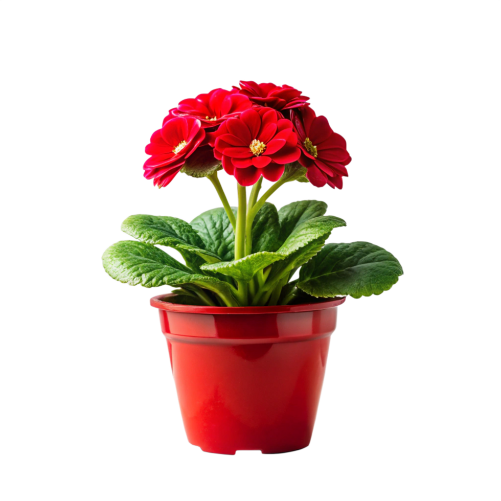 3d red flower plant tree in the pot is isolated on transparent background png