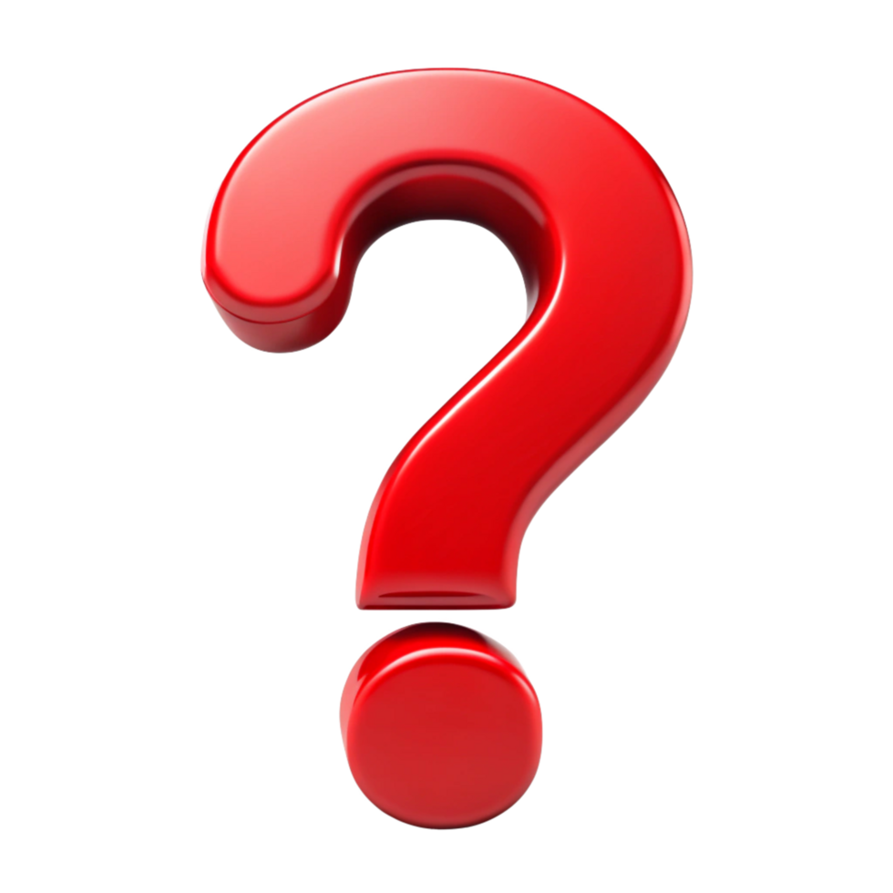 3d red question mark shape query symbol punctuation is isolated on transparent background png