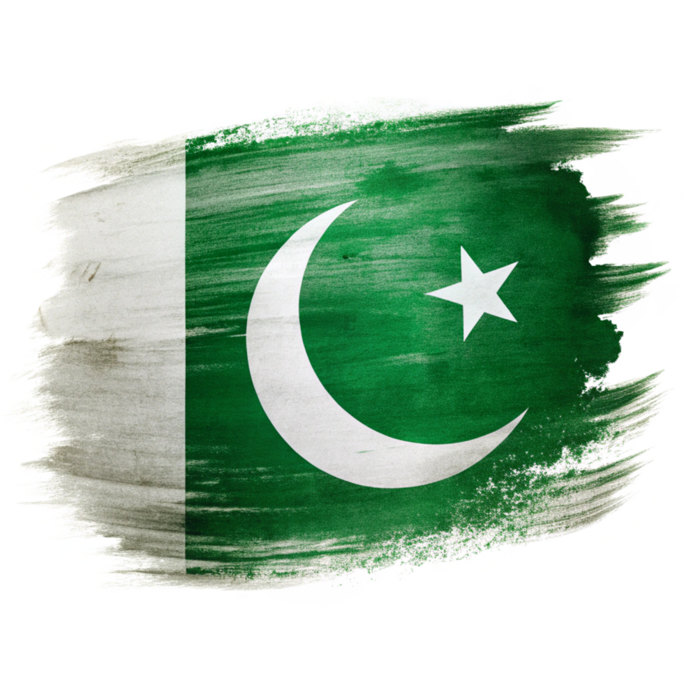 brush painted Pakistan flag is isolated on transparent background png