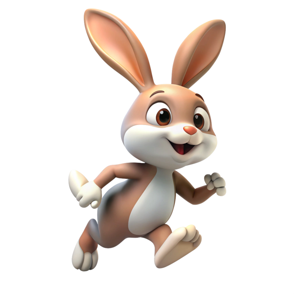 3d rabbit running is isolated on transparent background png