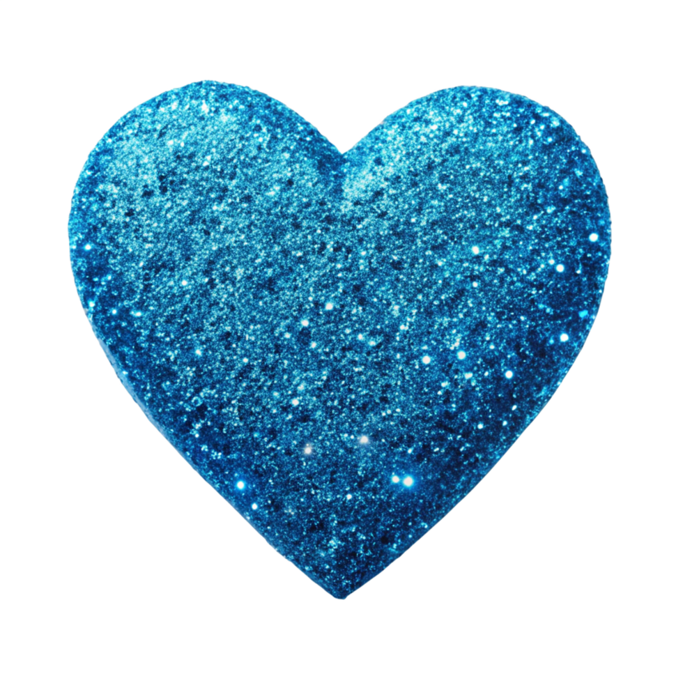 glitter blue heart is isolated on transparent background png