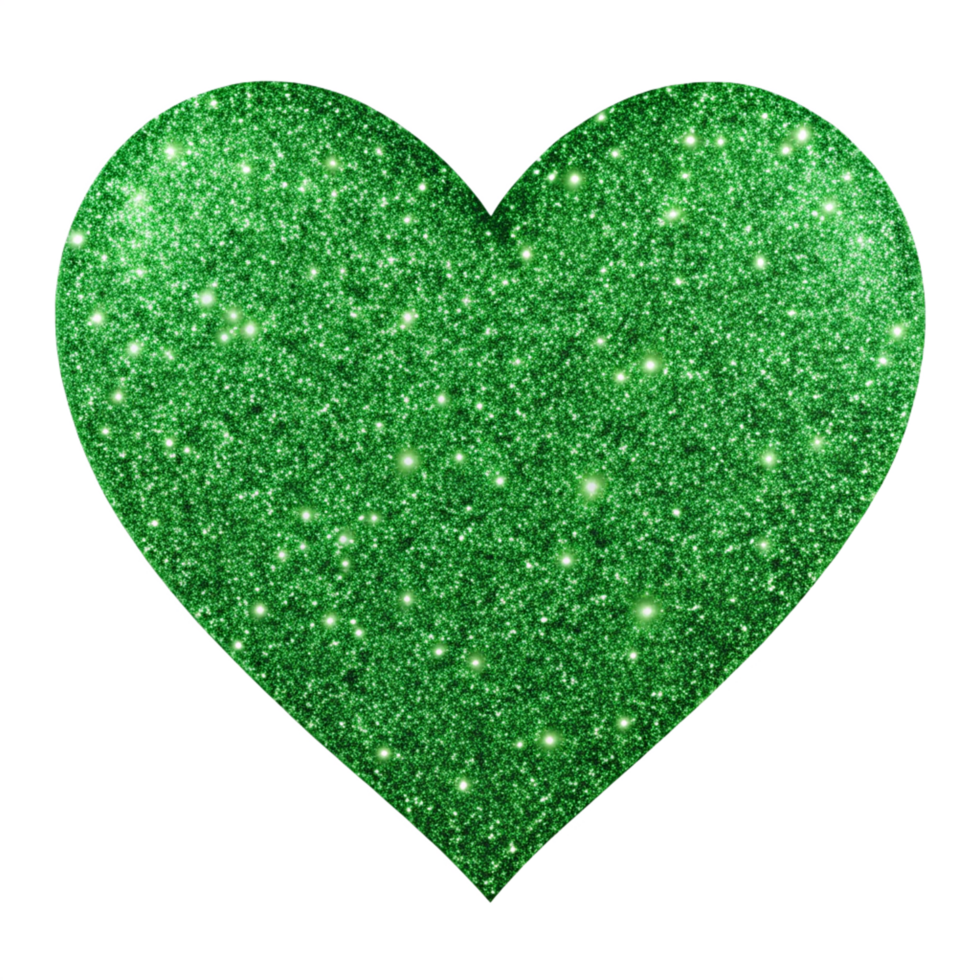 glitter green heart is isolated on transparent background png