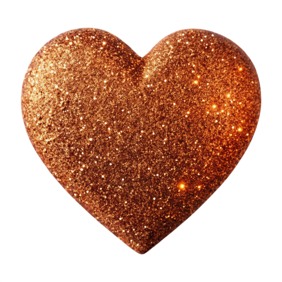 glitter brown heart is isolated on transparent background png