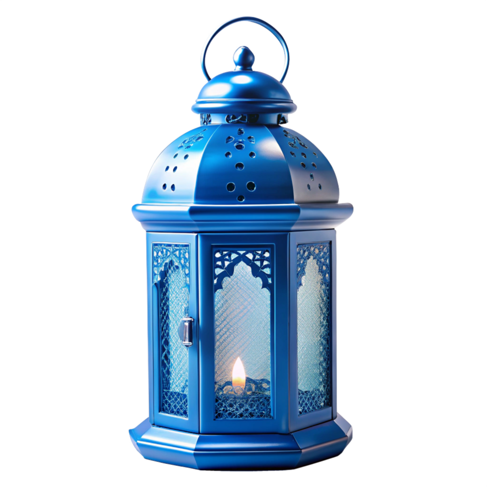 ramadan blue lantern is isolated on transparent background png