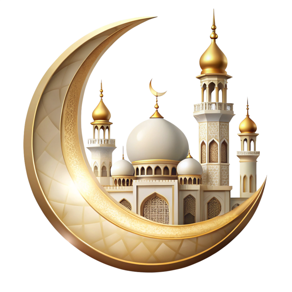 festive ramadan scene with crescent 3d moon is isolated on transparent background png