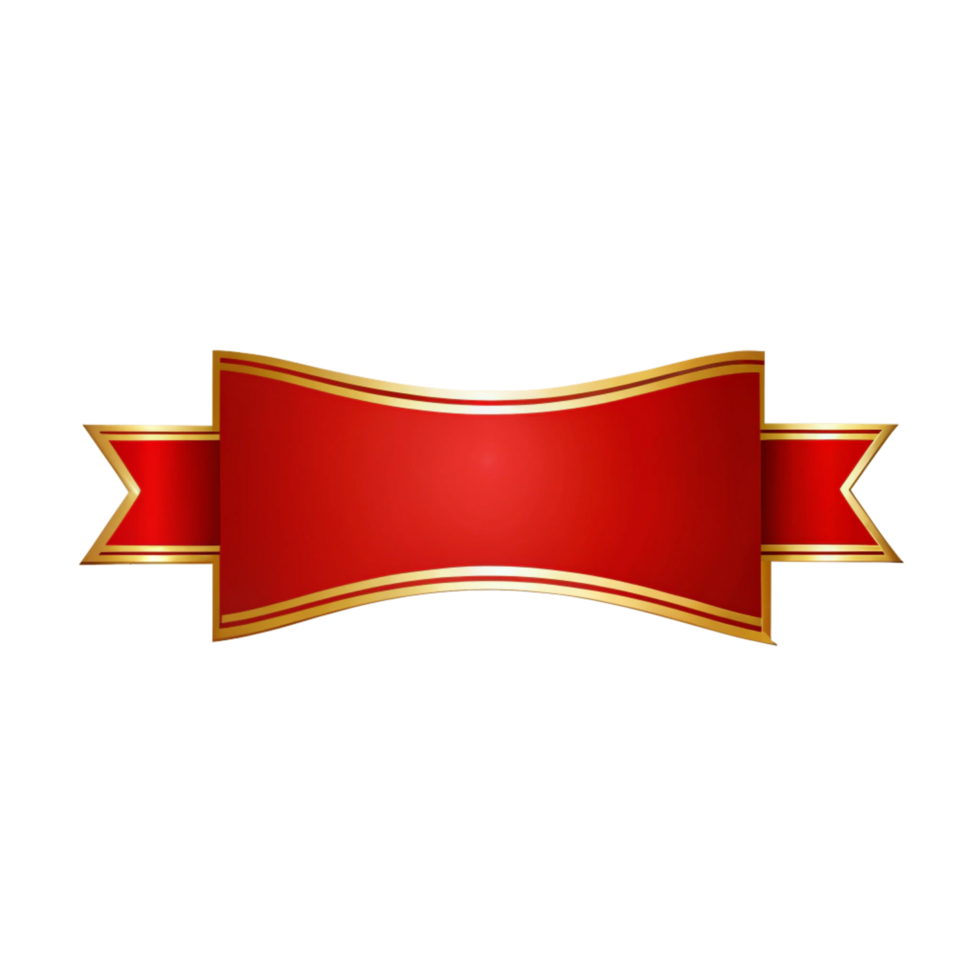 red banner shape with golden outline is isolated on transparent background png