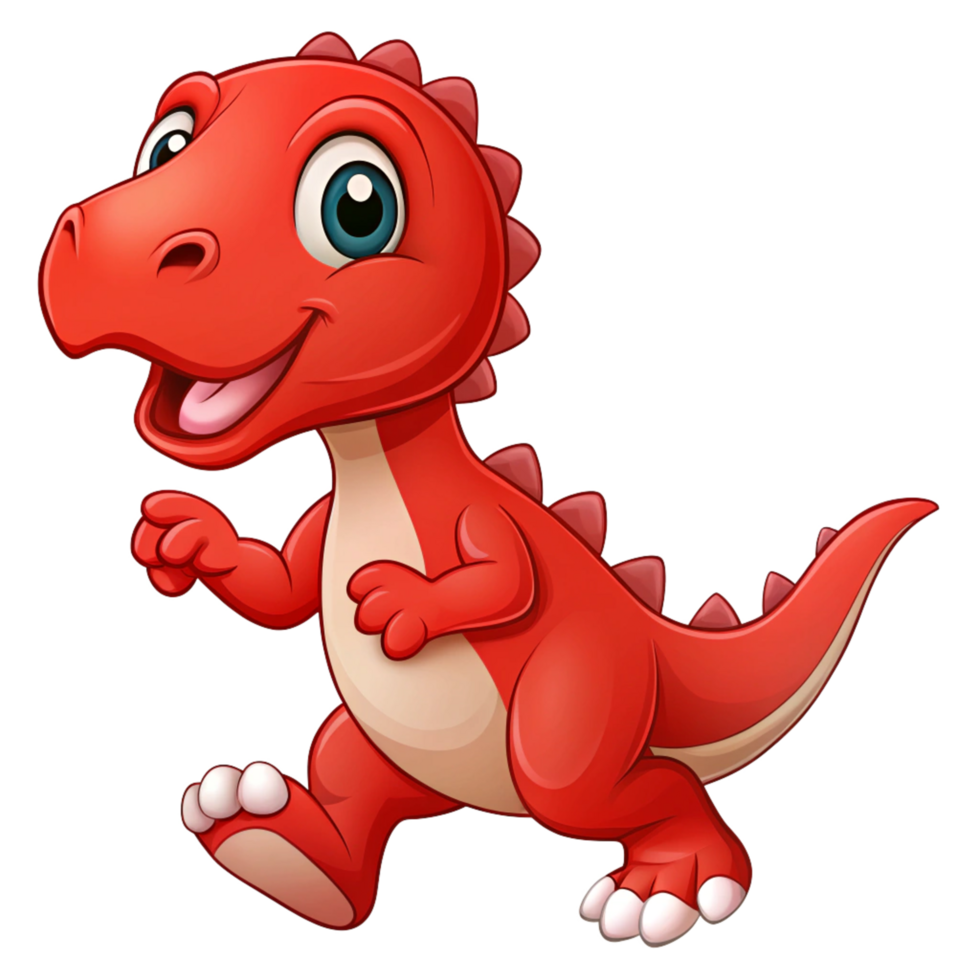 baby funny red dinosaur cute cartoon style is isolated on transparent background png