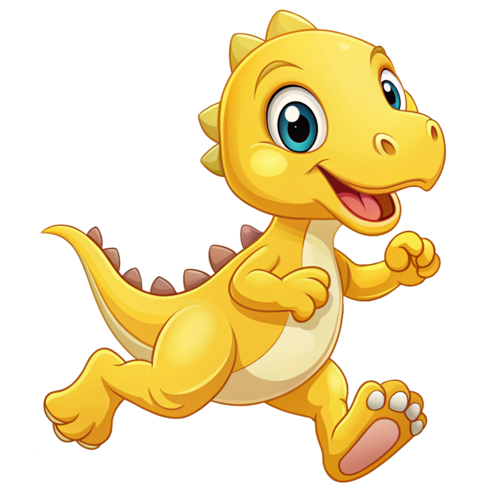baby funny yellow dinosaur cute cartoon style is isolated on transparent background png