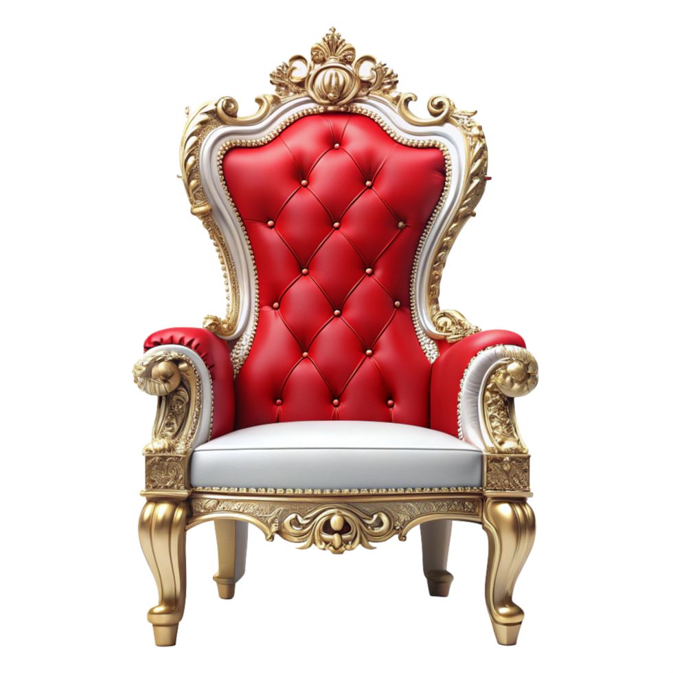 red and white royal chair is isolated on transparent background png