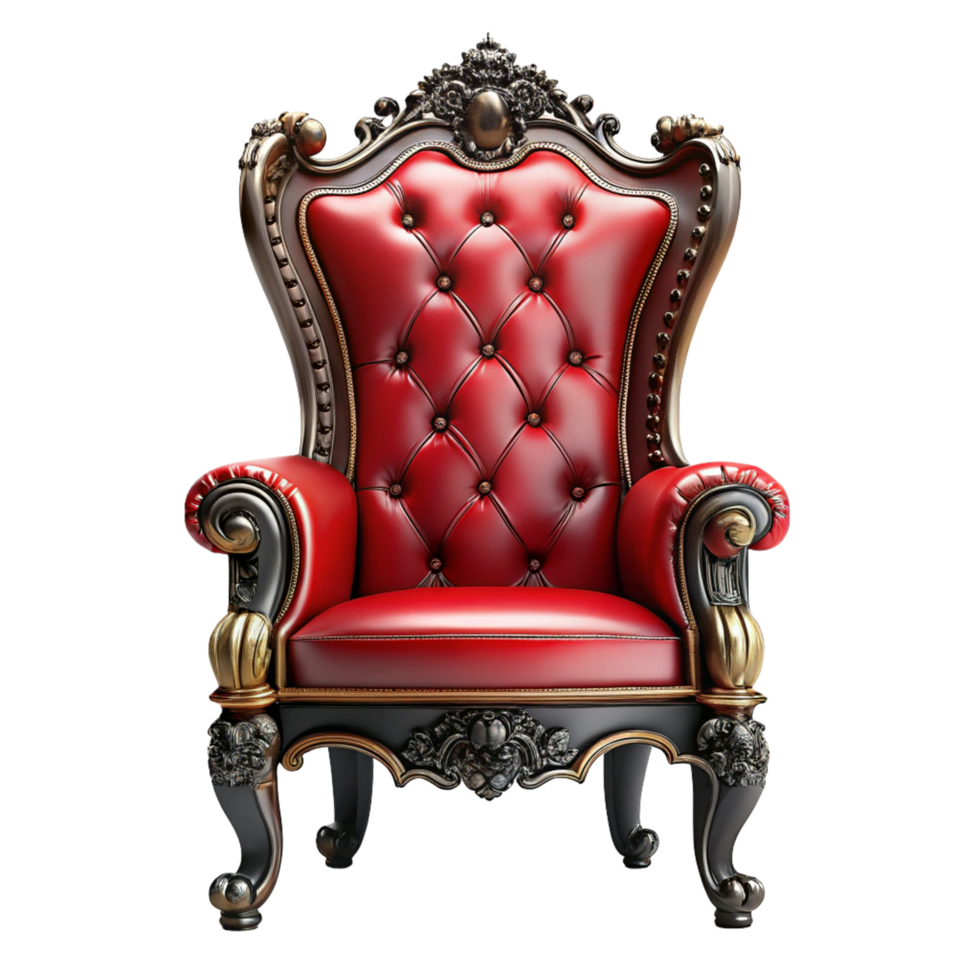 red and golden white chair is isolated on transparent background png