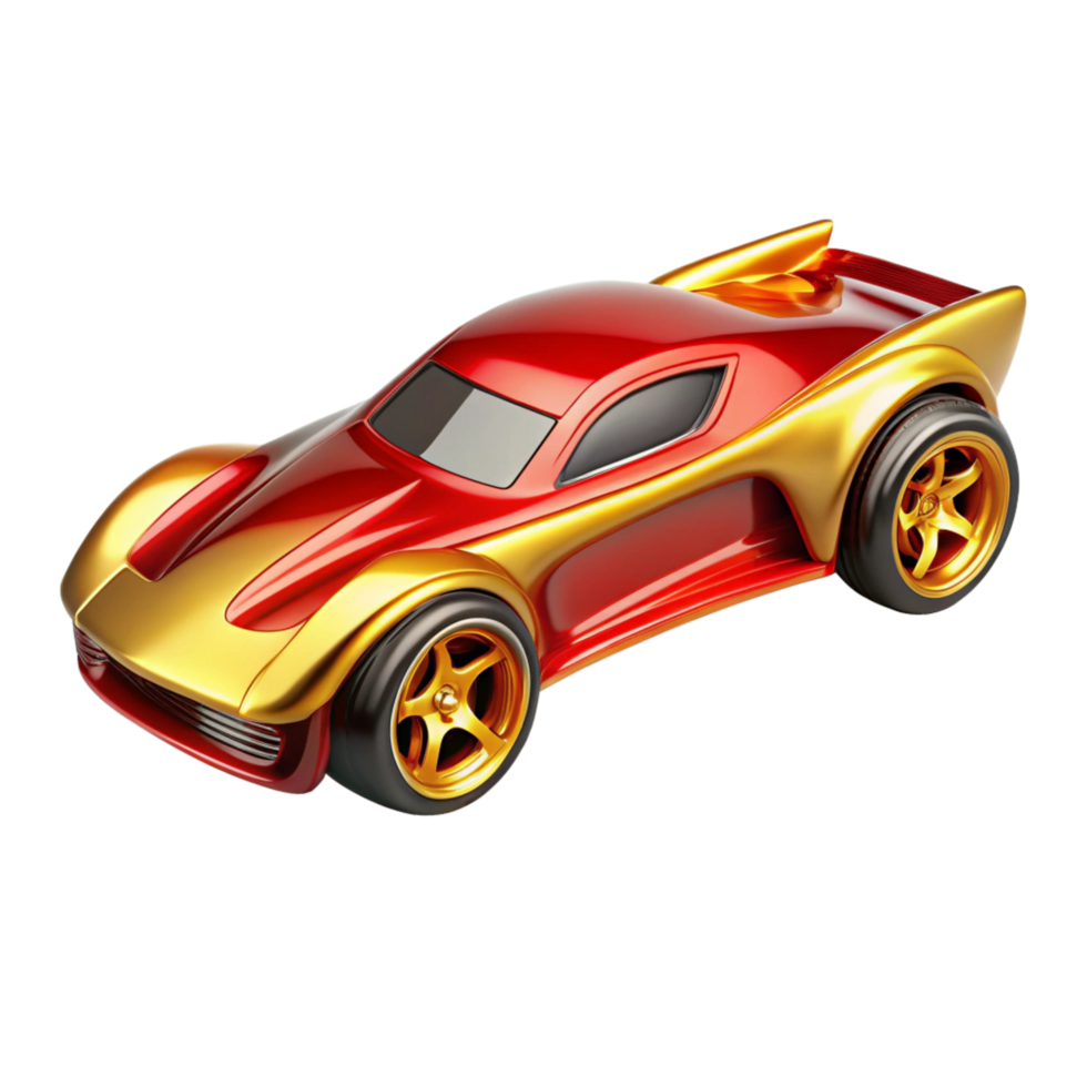 3d wheel red and golden car is isolated on transparent background png