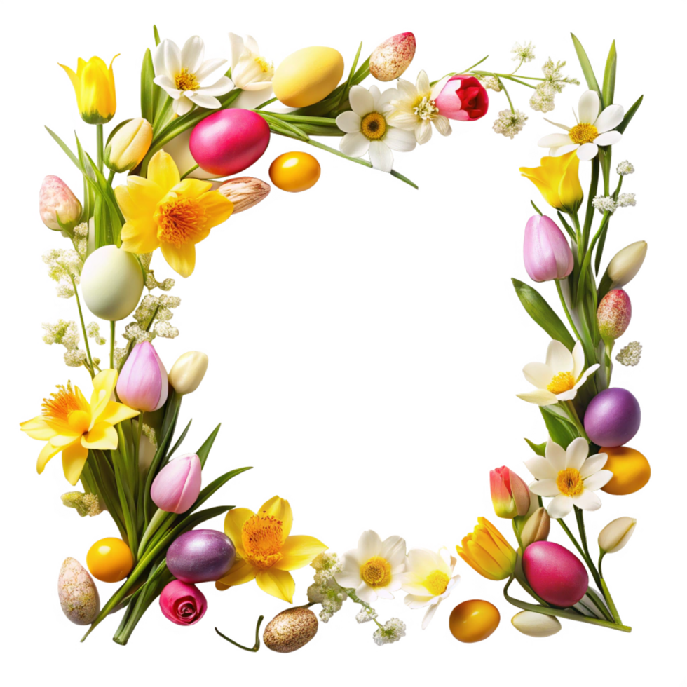 ester flower frame is isolated on transparent background png