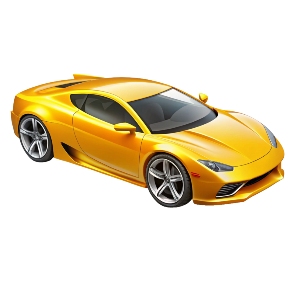 3d wheel yellow car is isolated on transparent background png