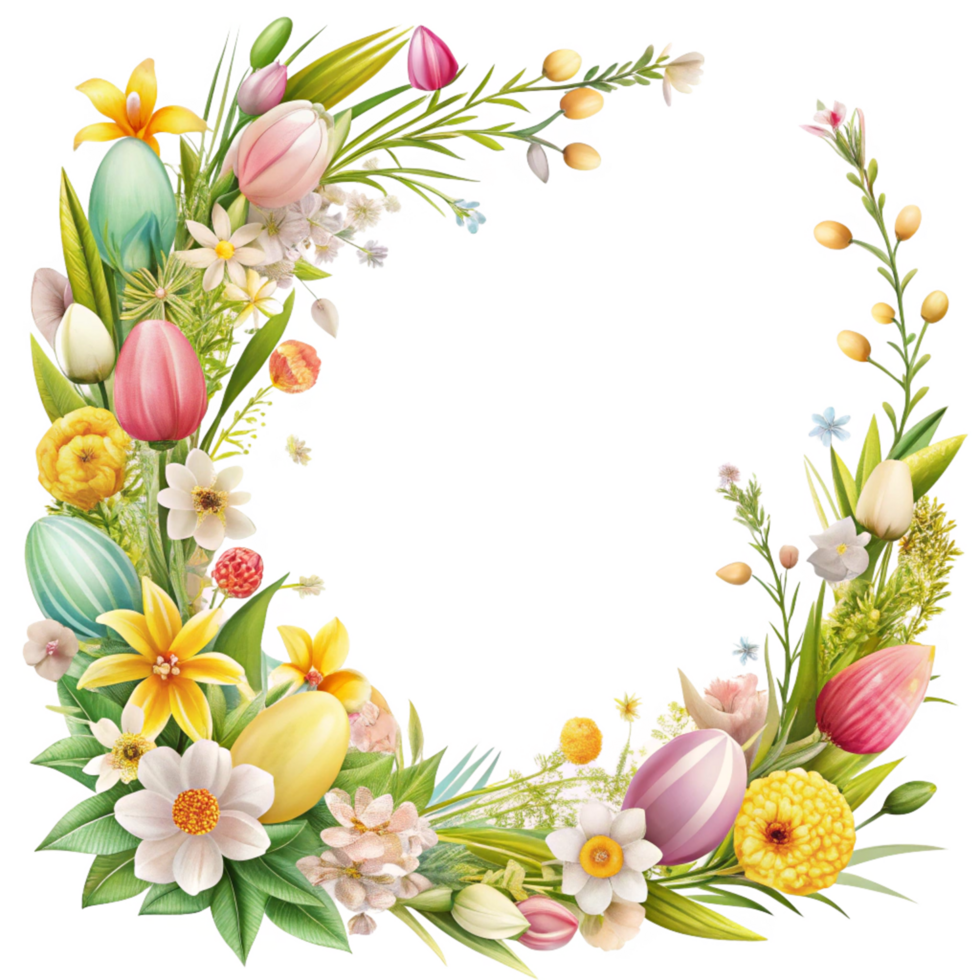 spring ester flower side frame is isolated on transparent background png