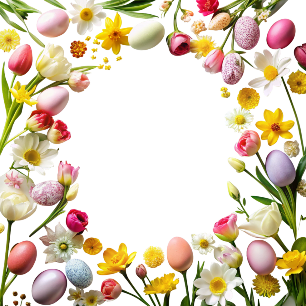 spring ester flower frame is isolated on transparent background png