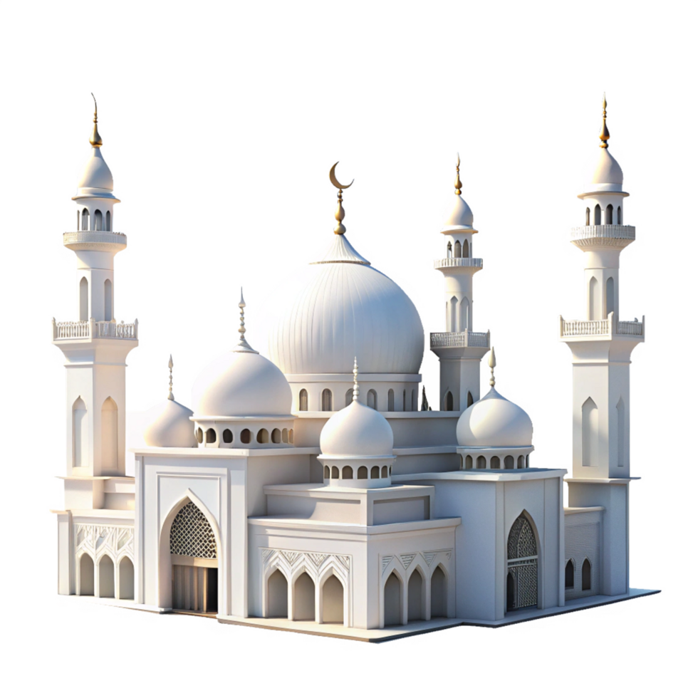 3d beautiful Ramadan white and mosque is isolated on transparent background png