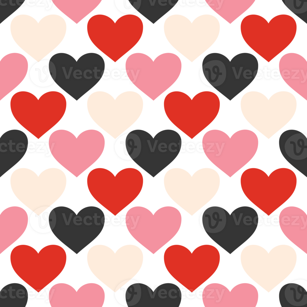 Colorful romantic pattern with cute cartoon hearts. Love background for february 14 png