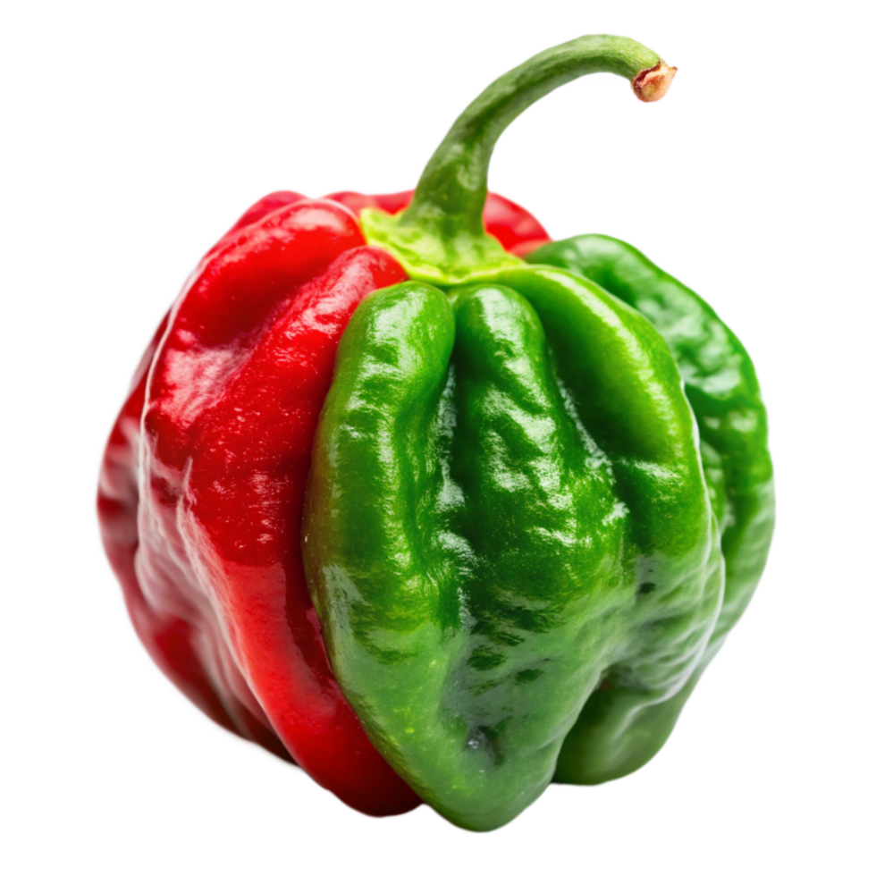 red and green Carolina reaper is isolated on transparent background png