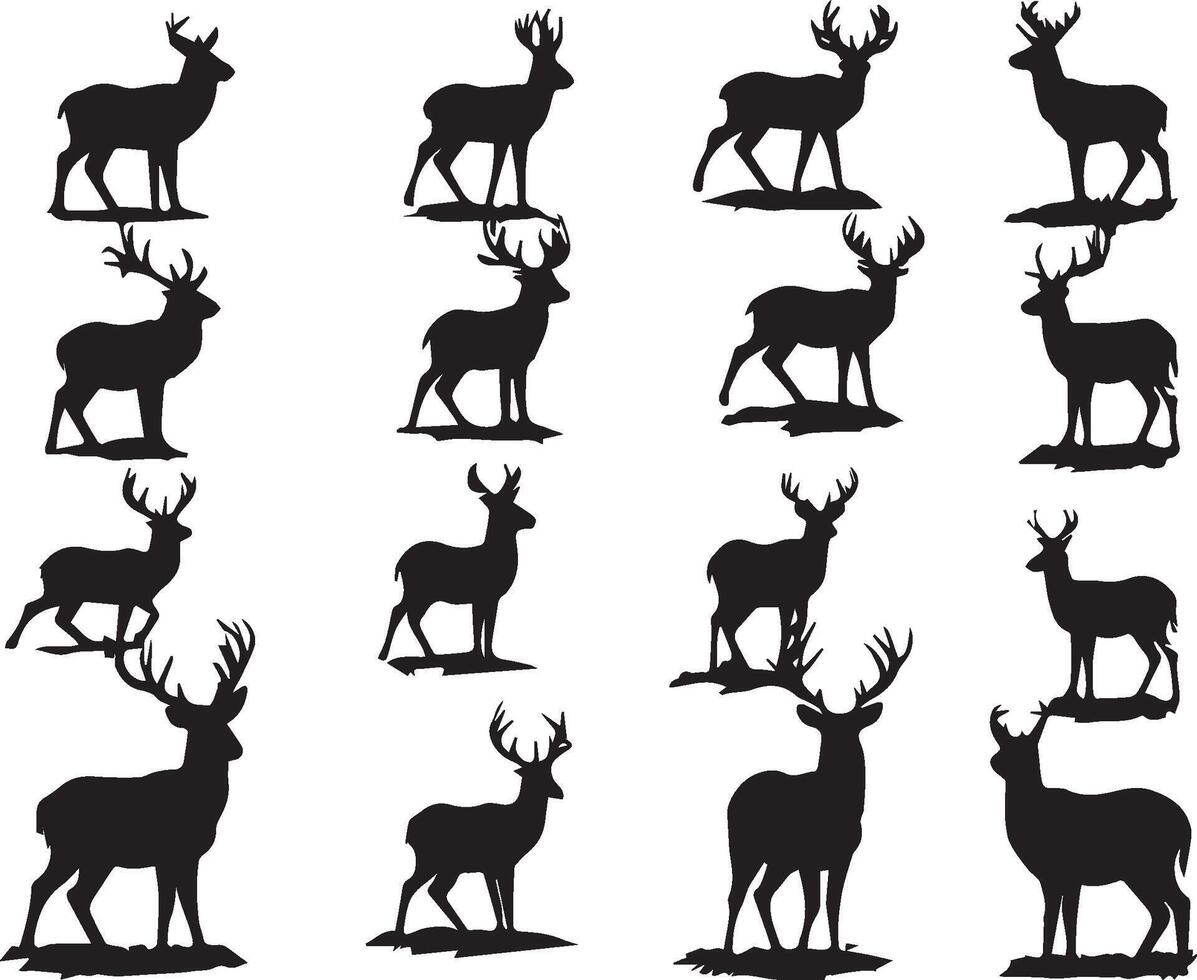 Deer silhouette set with white background vector