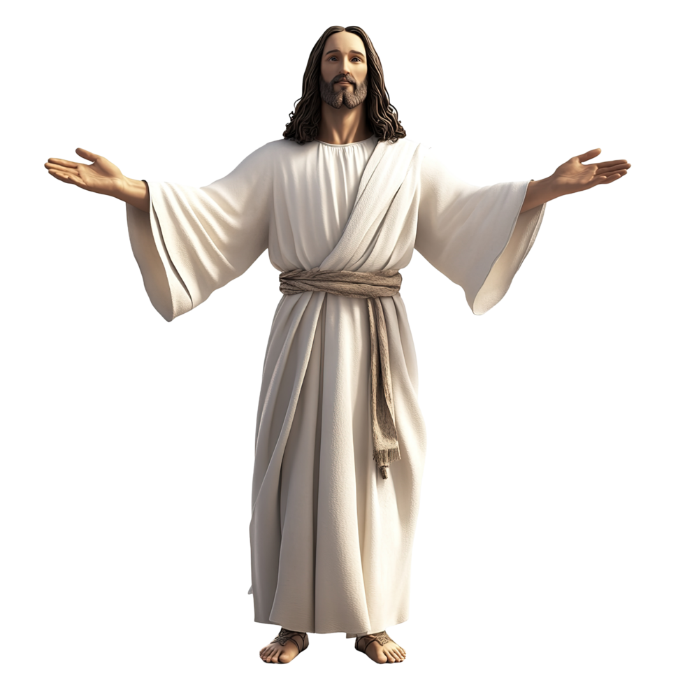 A Digital Rendering of Jesus Christ with Open Arms Isolated on Transparent Background png