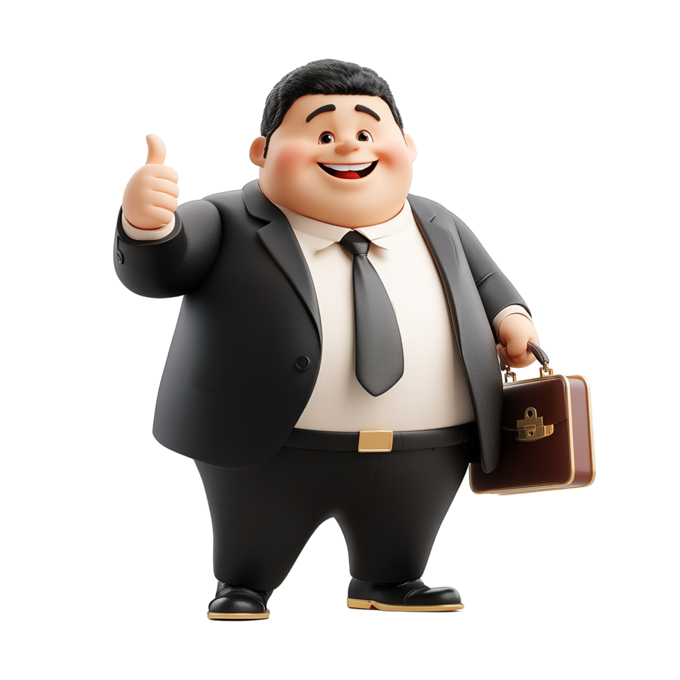 Happy Businessman Giving Thumbs Up With Briefcase, Isolated on Transparent Background png