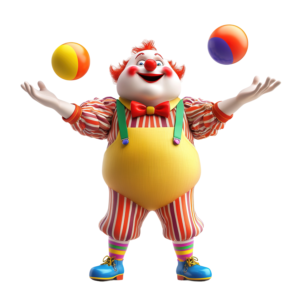 A Cheerful Clown Juggling Colorful Balls Isolated on Transparent Background png