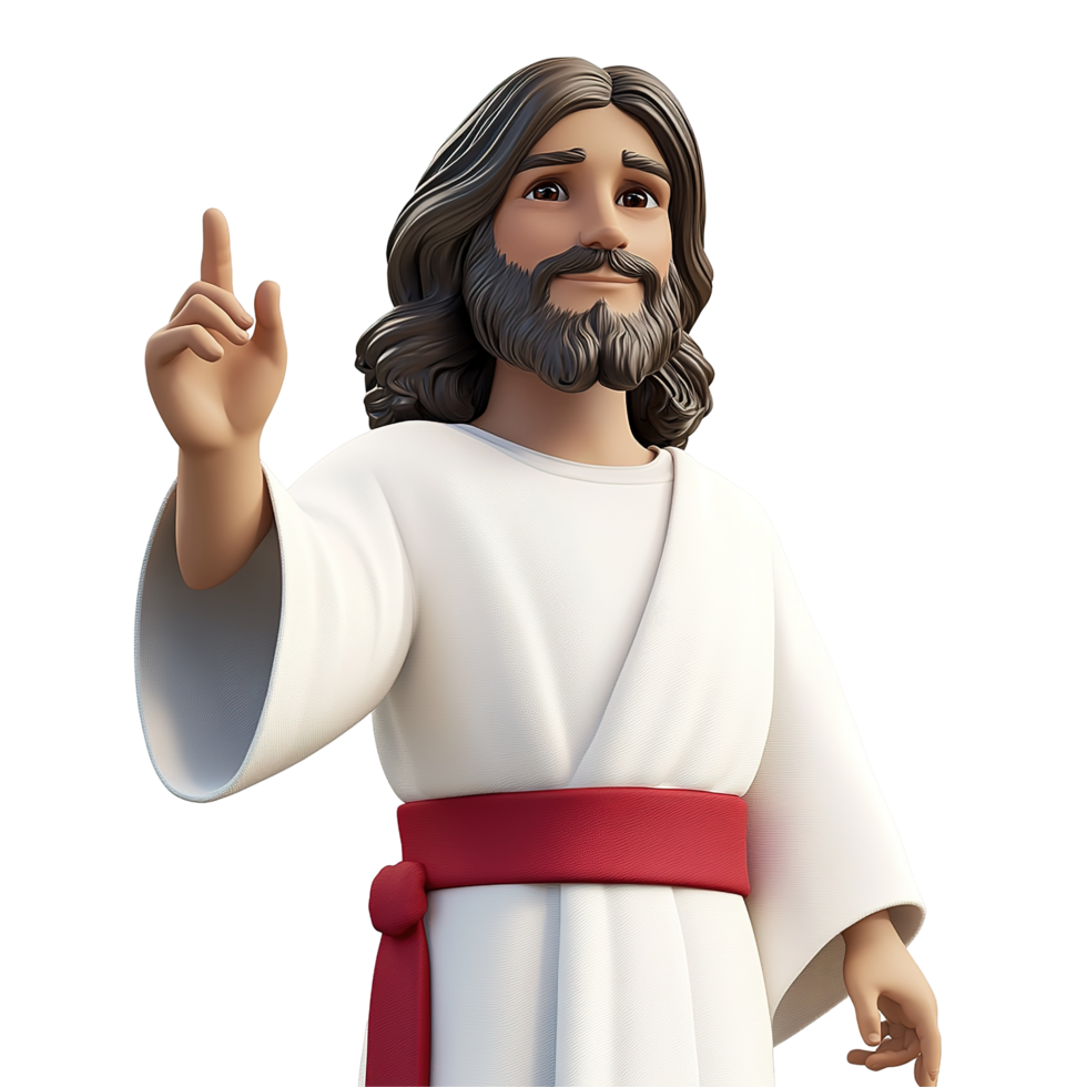 A stylized three dimensional rendering of Jesus Christ Isolated on Transparent Background png