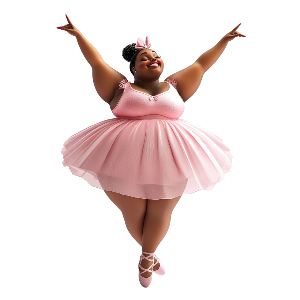 A Joyful Plus Size Ballerina In A Pink Tutu Isolated on Transparent Background png