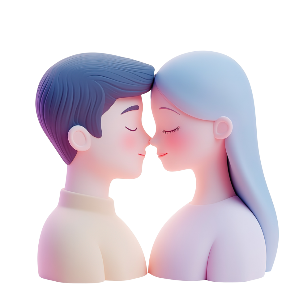 A 3D Rendered Couple Sharing A Tender Kiss Isolated on Transparent Background png