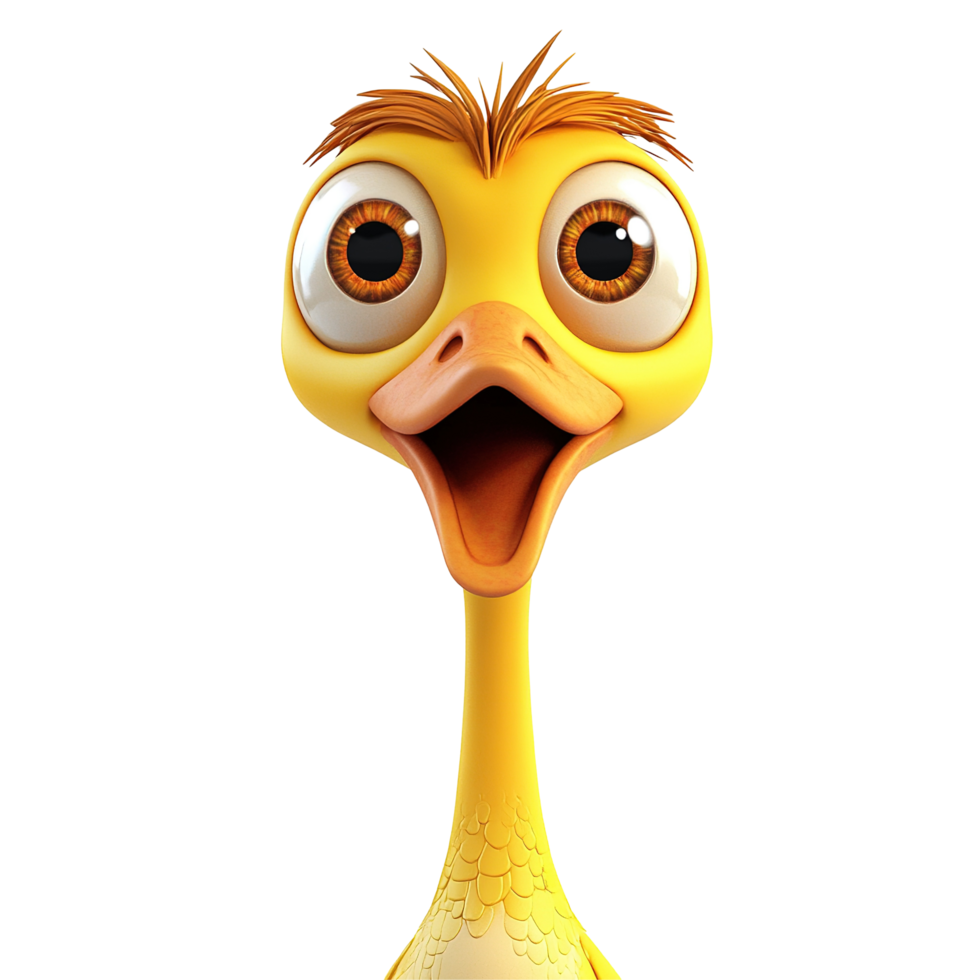 A Cute Cartoon Ostrich Chick Smiles Widely Isolated on Transparent Background png