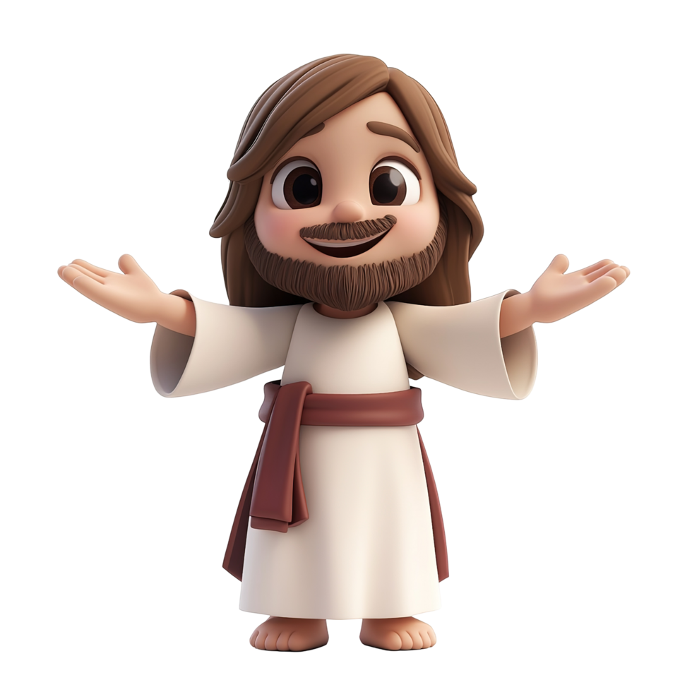 A Cartoon Depiction Of Jesus Christ Welcoming, Isolated on Transparent Background png