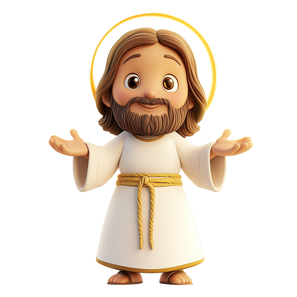 A Cartoon Depiction Of Jesus Christ With A Halo Isolated on Transparent Background png