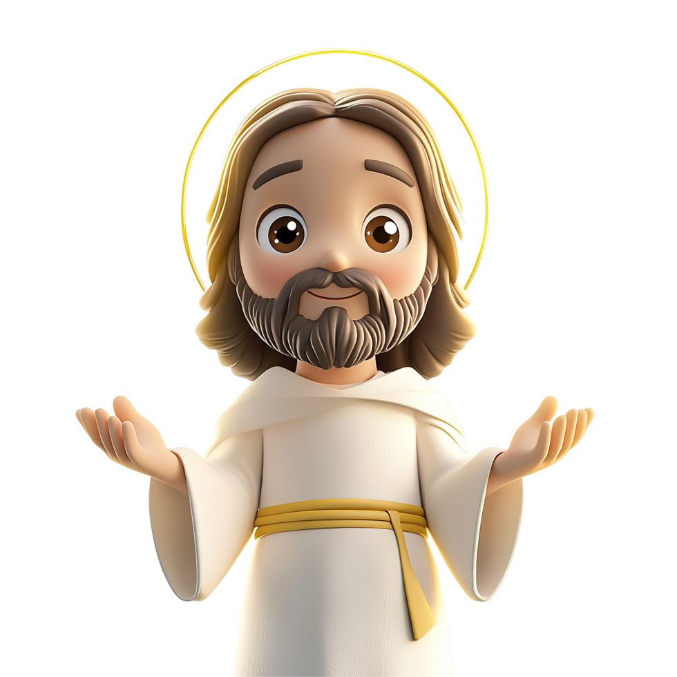 A stylized 3D rendering of Jesus Christ Isolated on Transparent Background png