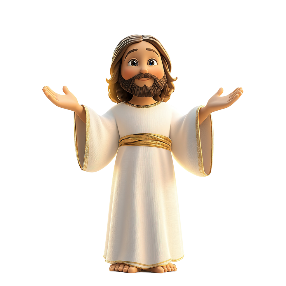 Cartoon Depiction of Jesus Christ Standing Greeting Isolated on Transparent Background png