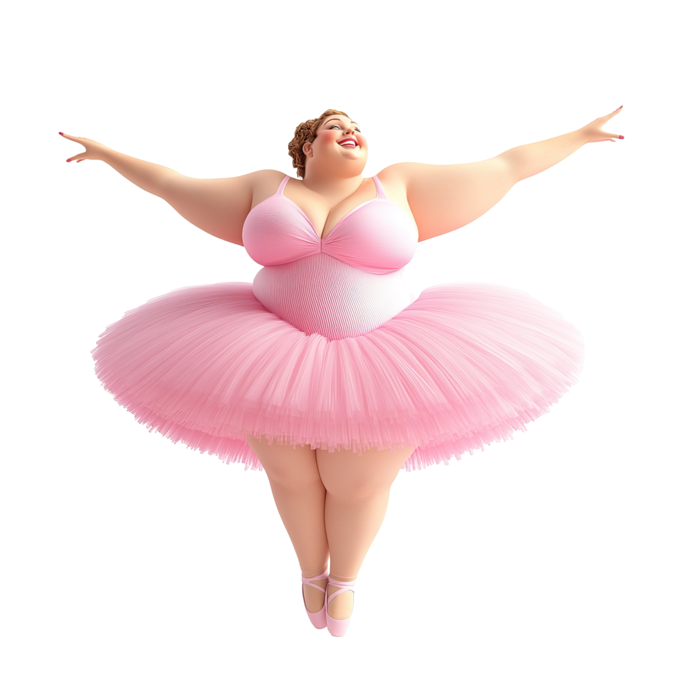 A Joyful Plus Size Ballerina in Pink Tulle png